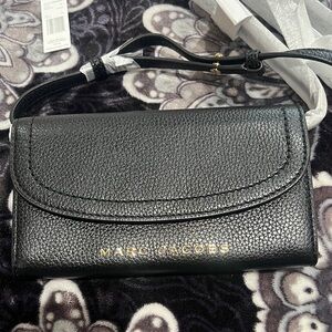 Marc Jacobs Black Pebbled Leather Crossbody Wallet